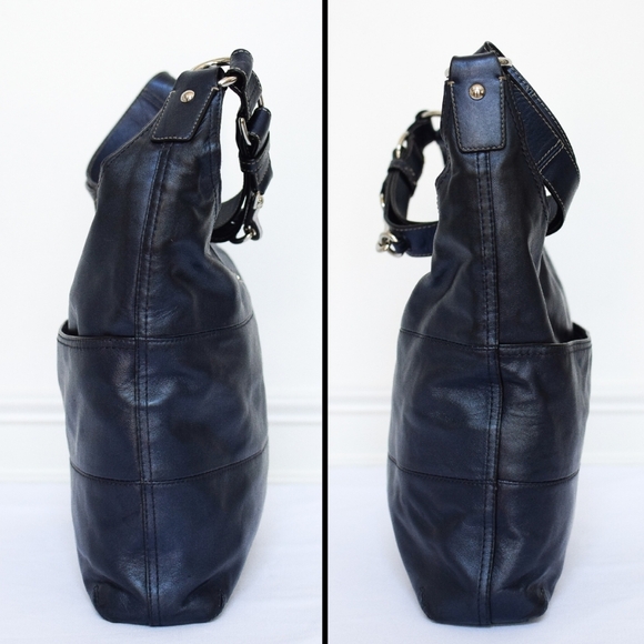 Vintage Y2K Coach Leather Shoulder Bag Hobo Metallic Blue F17116 - Picture 5 of 15
